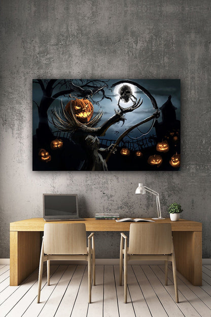Halloween Scarecrow Pumpkin Canvas